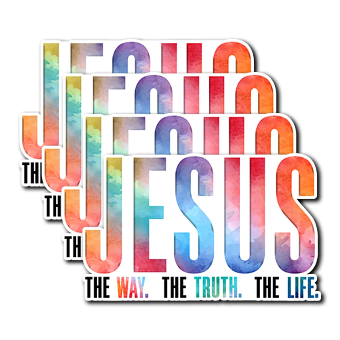 Pack 4PCS Bible Verse Sticker Jesus The Way The Truth The Life Waterproof Vinyl Decals Decor Water Bottle Laptops Phone Case Car Kindles Hard Hat Gift for Christian Adult Teen Kid Boy