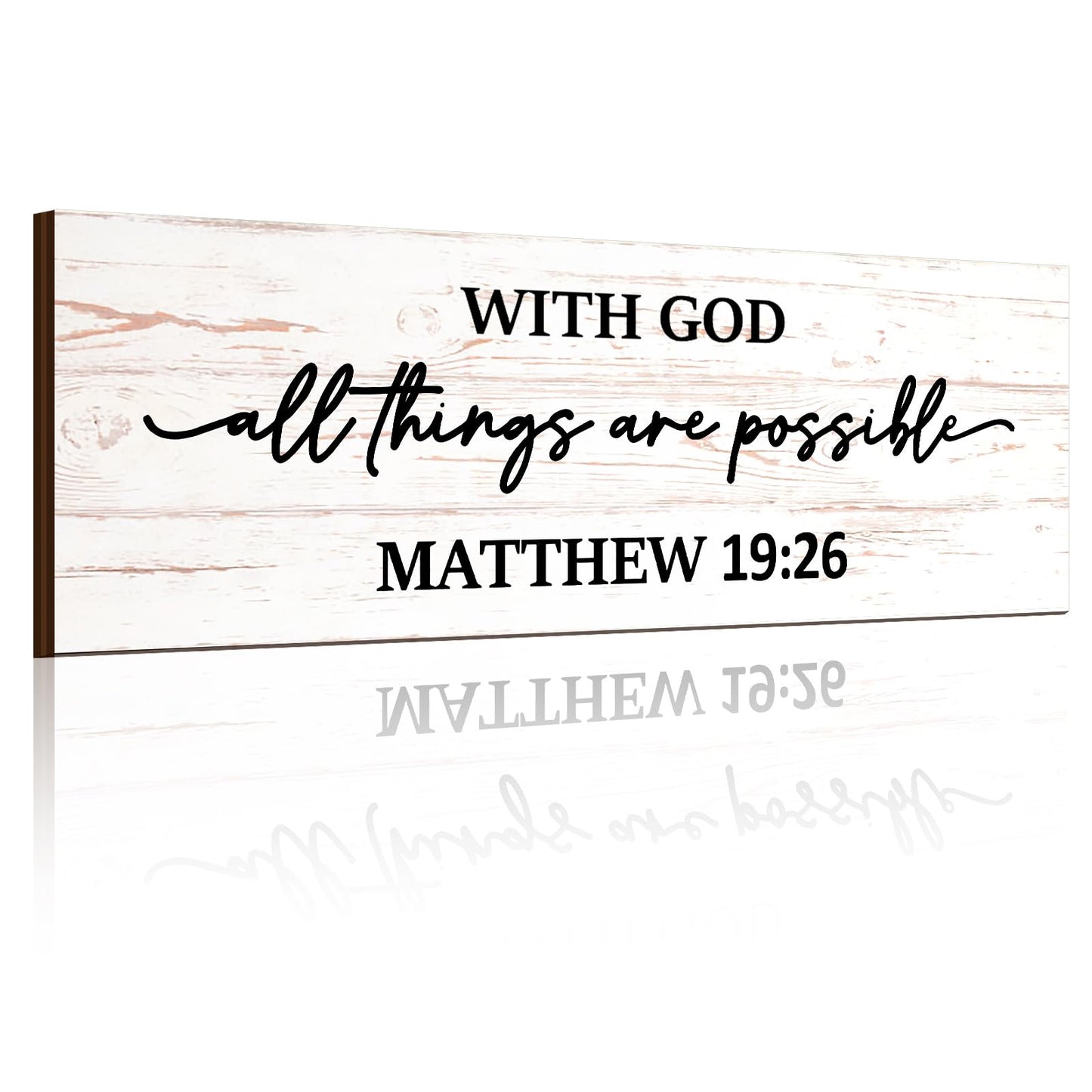 Jetec As for Me and My House We Will Serve The Lord Wall Sign Farmhouse Rustic Wooden Wall Decoration With God All Things Are Possible Wall Sign for Home Bible Verse Sign 16.5 x 5.9 Inch(Matthew)