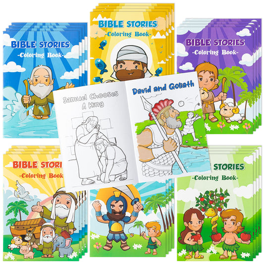 Zainpe 24Pcs Christian Bible Stories Coloring Books for Kids Bible Study Theme DIY Art Drawing Book Jesus Noahs Ark Pattern Color Booklets Party Favors Supplies Birthday Gift Goodie Bag Filler