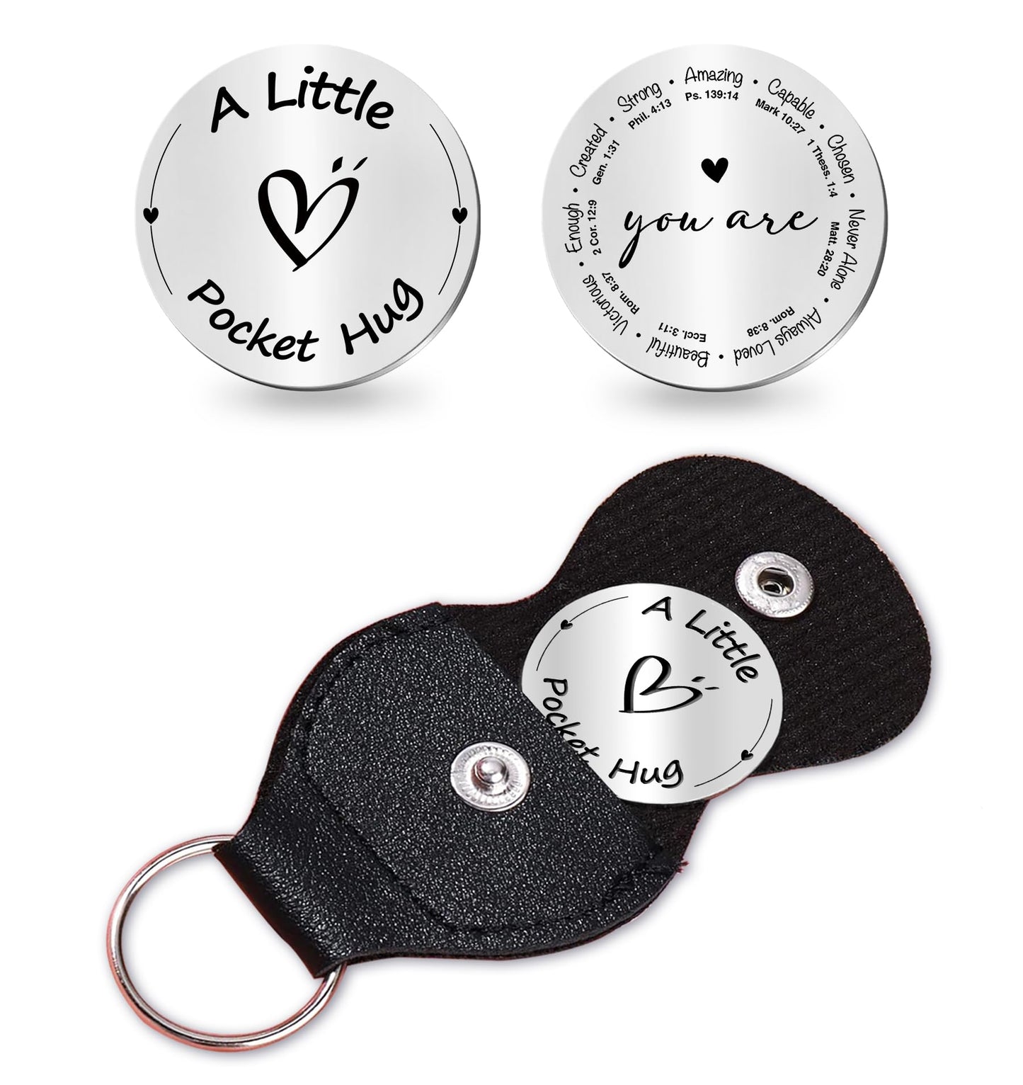 Likjad Inspirational Gifts for Womeninspirational keychain，christian gifts for women Stainless pocket hug keychain christian gifts for women faith，scripture gifts