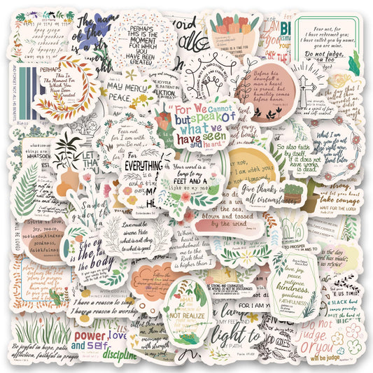 100Pcs Bible Stickers Inspirational Christian Stickers Bible Verse Stickers Bible Journaling Supplies Aesthetic Jesus Faith Christian Stickers for Water Bottles Religious Christian Gifts for