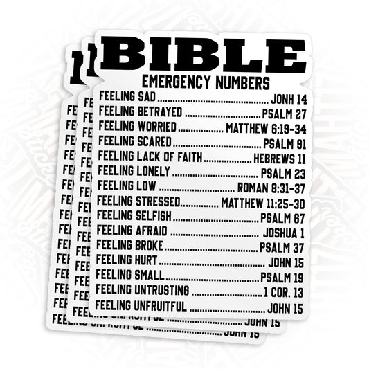 (3Pcs) Bible Emergency Numbers Sticker Catholic Christian Stickers Religious Jesus Psalm 2" Waterproof Die-Cut Vinyl Sticker for Kindle Laptop Water Bottles Decal Birthday Gifts for Her Him 2 Inches