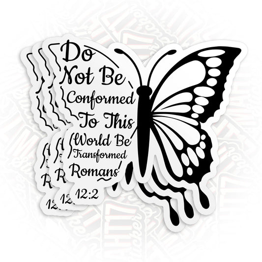 (3Pcs) Romans 12:2 Do Not Conform to The Pattern of This World Sticker Bible Christian Quote 3" Waterproof Die-Cut Vinyl Sticker for Kindle Laptop Water Bottles Stickers Gifts for Her Him 3 Inches