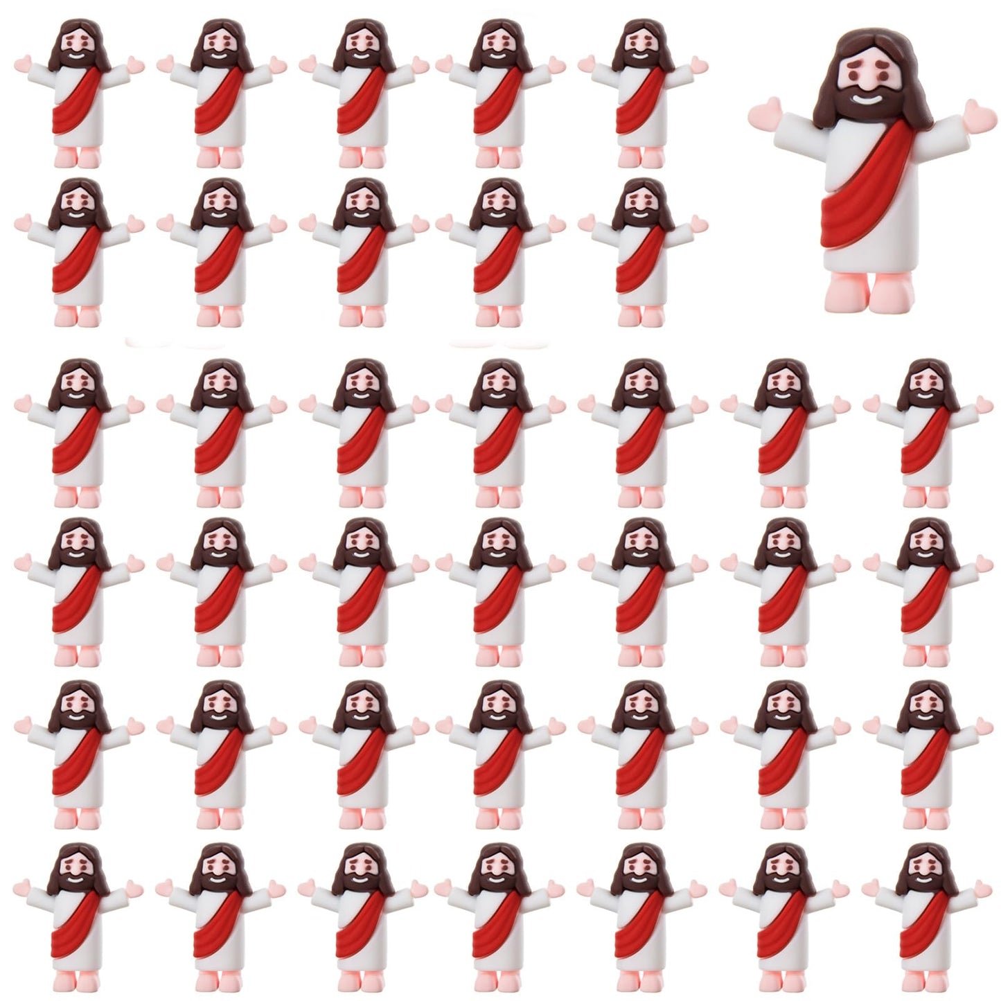 ARCHCRTC 60 Pcs Little Jesus Figurine Miniature Jesus Doll Tiny Jesus Figurine to Hide and Seek Classic Religious Gifts Christ Savior Jesus for Sunday Easter Egg Stuffers Baptism Gift(60Red)