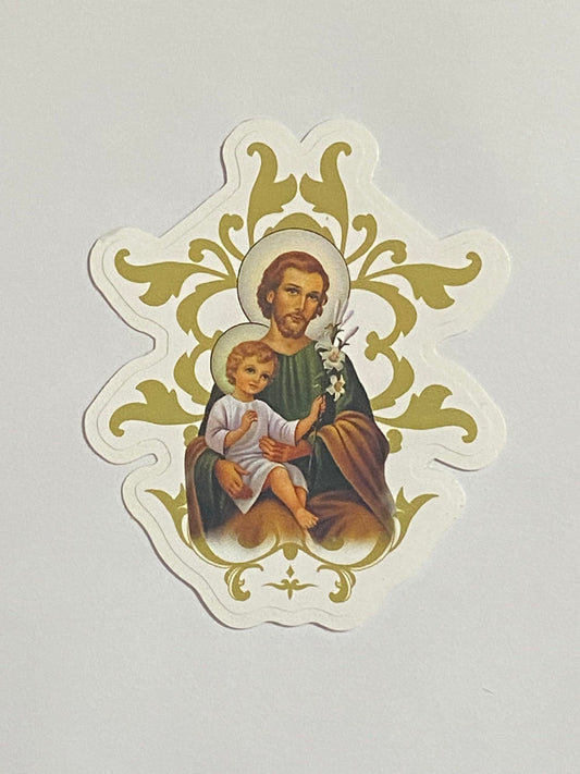ANHGLORYPAPER Pack 3 St Joseph The Worker with Jesus Catholic Sticker 3""