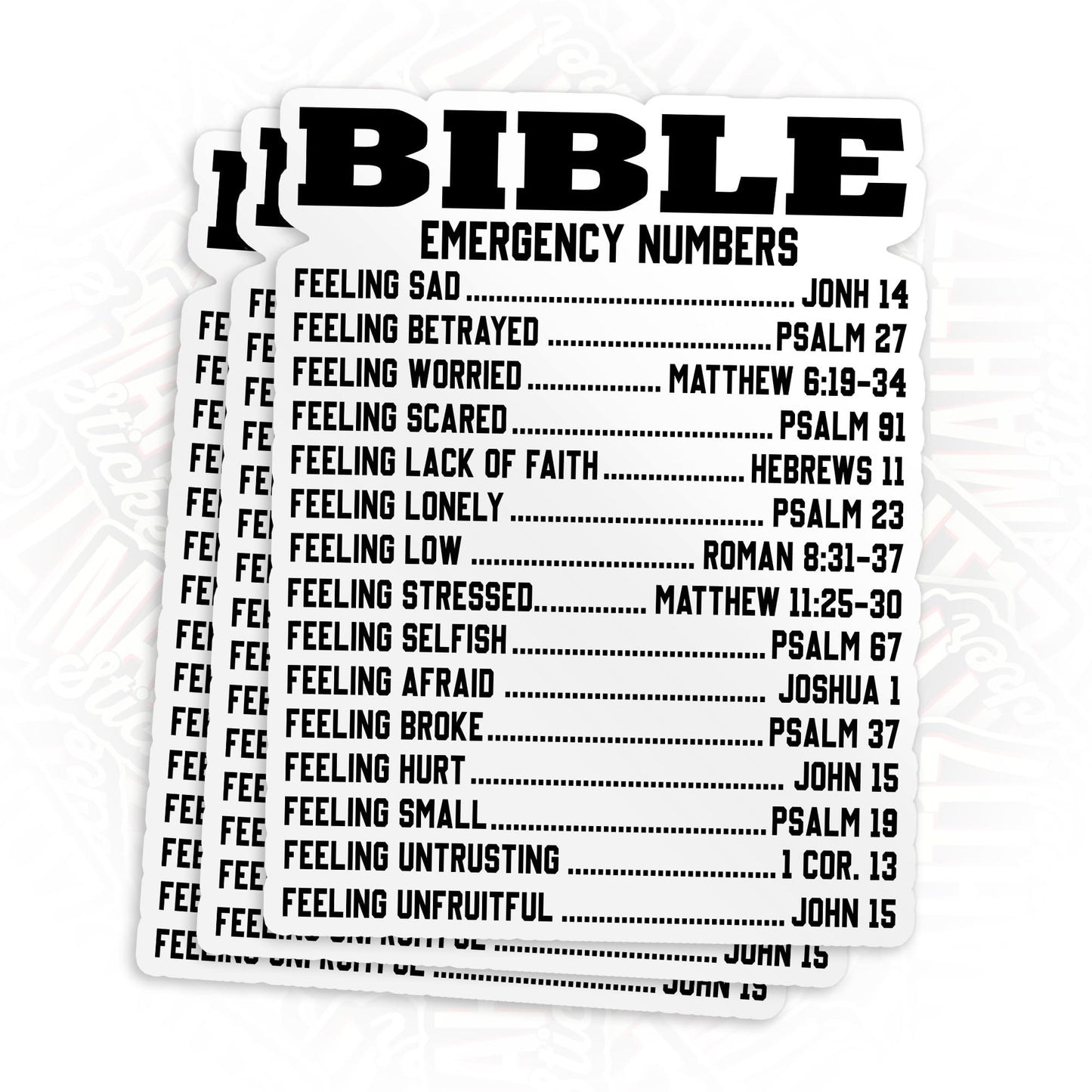 (3Pcs) Bible Emergency Numbers Sticker Catholic Christian Stickers Religious Jesus Psalm 2" Waterproof Die-Cut Vinyl Sticker for Kindle Laptop Water Bottles Decal Birthday Gifts for Her Him 2 Inches