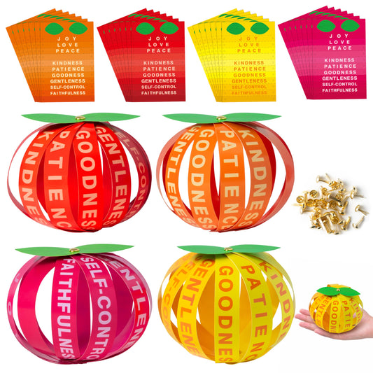 AgincBerry Bible Fruit Craft Kits - 28 Set DIY Bible Accent Fruitage of the Spirit Fruit Strip Craft Kit for Kid Fall DIY Fruit Bible Craft Kit Sunday School Church Craft for Thanksgiving Home Project