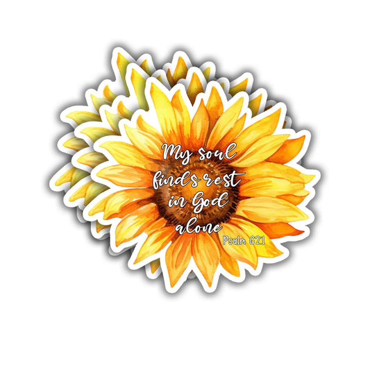 (3 pcs) My Soul Finds Rest in God Alone Sticker Christian Bible Verse Jesus Vinyl Decal Inspirational Quotes Stickers for Books Laptops Phonecase Water Bottles Kindles Car Psalm 62:1-3x2.9