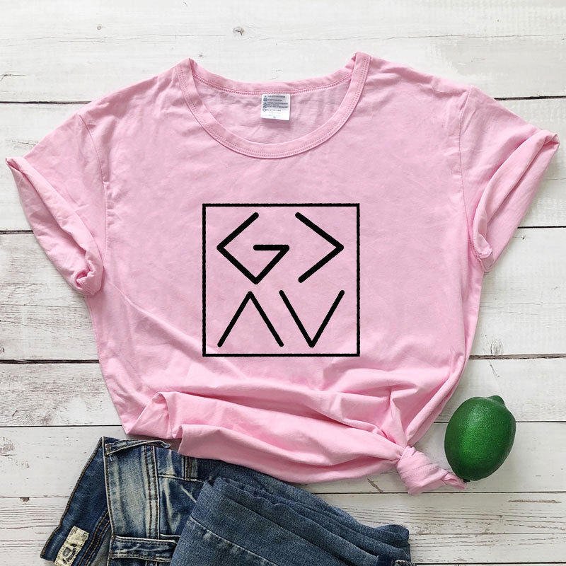 GAAV Letter Printed T-Shirt - Bible Christian Tee