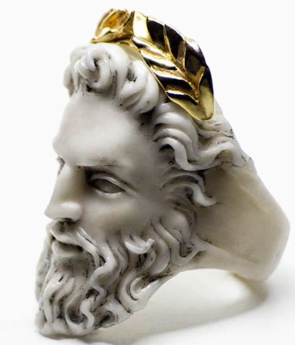 Exaggerated Old Man Head Ring - Jesus Themed Jewelry