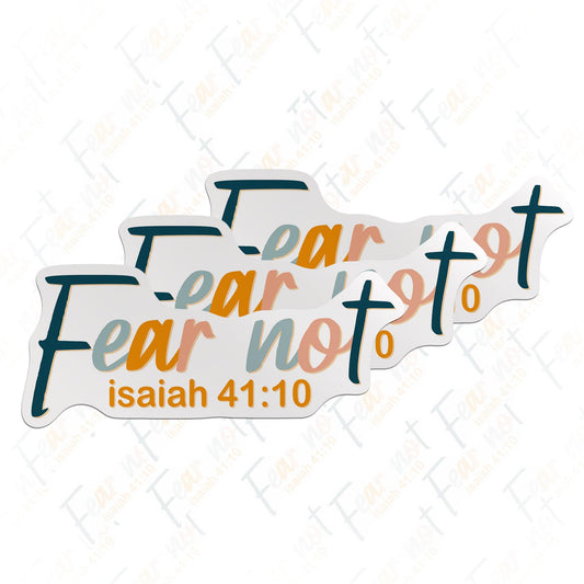 (3PCS) Fear Not Christian Faith Sticker Vinyl Waterproof Isaiah 41:10 Bible Verse Quotes Sticker Die Cut Waterproof Vinyl Sticker for Water Bottle Tumbler Hard Hat Helmet Car Laptop Gift (3 Inches)