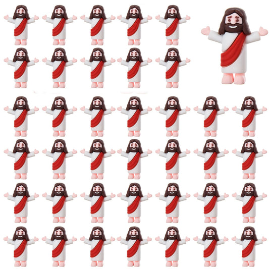 ARCHCRTC 60 Pcs Little Jesus Figurine Miniature Jesus Doll Tiny Jesus Figurine to Hide and Seek Classic Religious Gifts Christ Savior Jesus for Sunday Easter Egg Stuffers Baptism Gift(60Red)