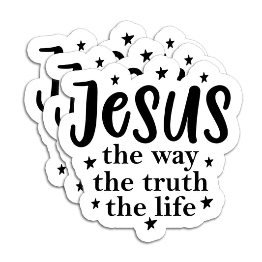 (3Pcs) Jesus the Way the Truth the Life Sticker Jesus Sticker Faith Stickers Christian Sticker Bible Verse Stickers Waterproof Vinyl Decals for Books Laptops Phones Tumblers Water Bottle Size 3" x 3"