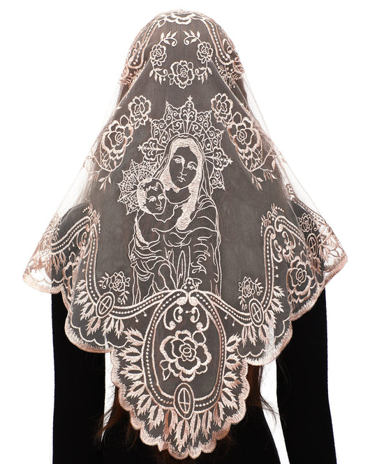 Bozidol Church Veil Lace Mantilla - Triangle Virgin Mary Head Covering Spanish Veil for Women